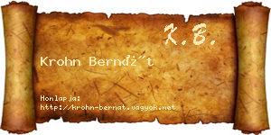 Krohn Bernát névjegykártya